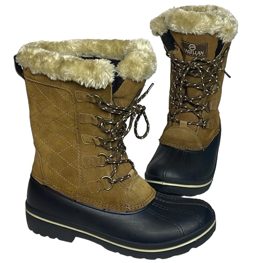 Like New Magellan Outdoors Women’s Suede Leather Faux Fur Line Duck Boots Size 9